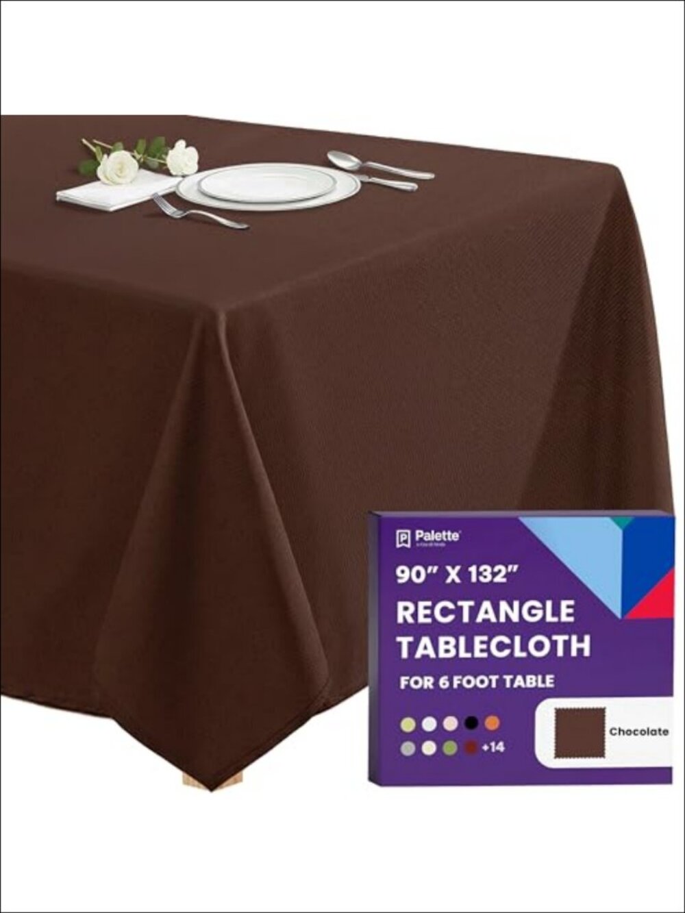 Polyester Rectangle Tablecloth 90x132 Inch for 6 Foot Tables Heavy Duty Washable